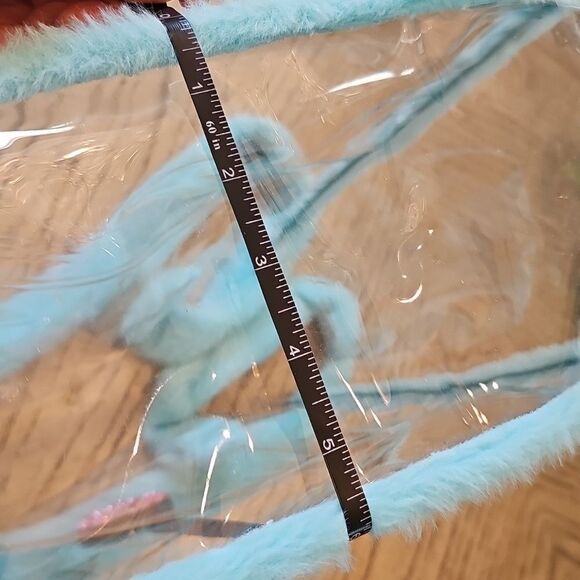 Clear Tote Fuzzy Blue Handles - Picture 8 of 9